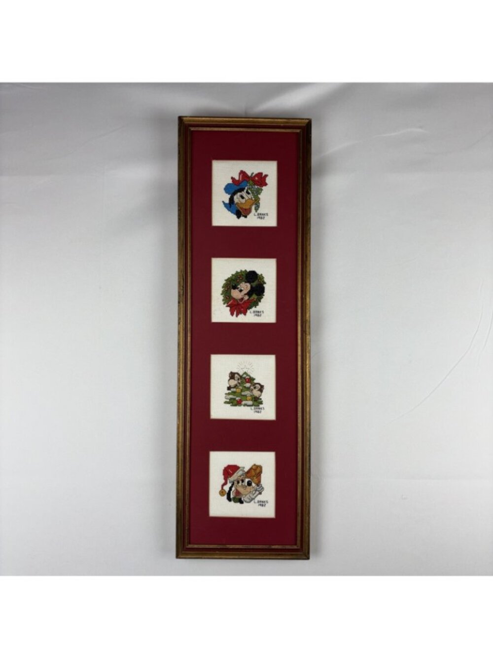 Disney CHRISTMAS Cross Stitch Matted Framed Mickey Donald Pluto And Chip N Dale - Picture 2 of 8